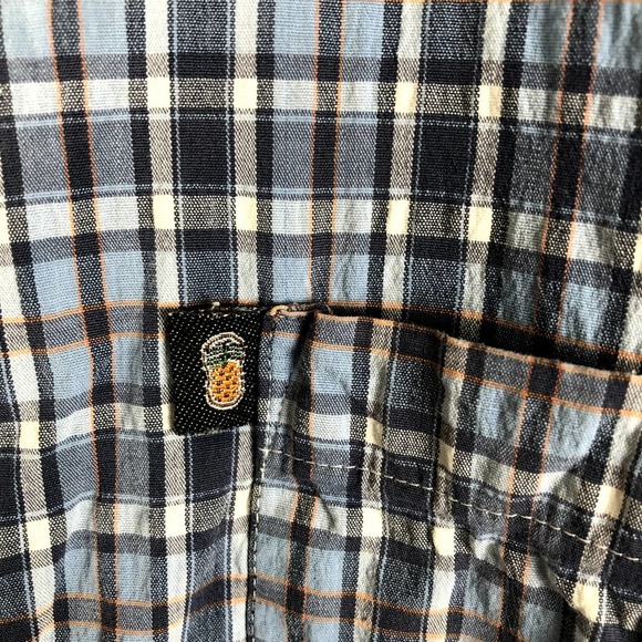 Pineapple Connection Shirt Blue White Plaid Collared Button Up Size X Large - Picture 6 of 11